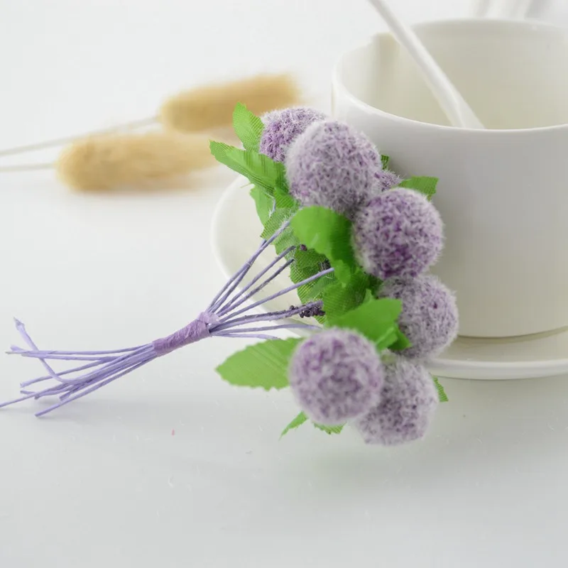 purple 10 шт. милые Искусственные цветы из пенопласта для дома, свадебные украшения, помпон для гирлянды «сделай сам», Подарочная коробка, декоративные игрушки, искусственные цветы - Цвет: purple