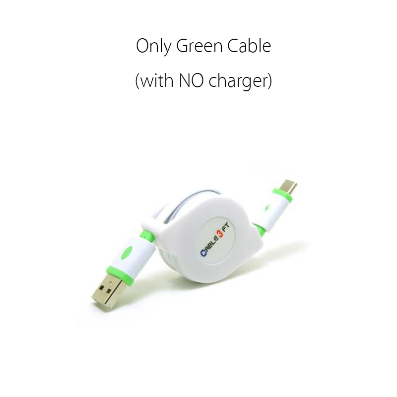 green cable 2 м 3 м Usb type C кабель для зарядного устройства выдвижной кабель для Xiaomi mi 8 9 A2 Red mi-Note-7 Pro Red mi Y3 F1 Кабели для телефонов - Цвет: green cable