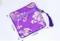 2022 new silk coin purses chinese traditional business gift zipper embroidery coin bag brocade wallet card bag