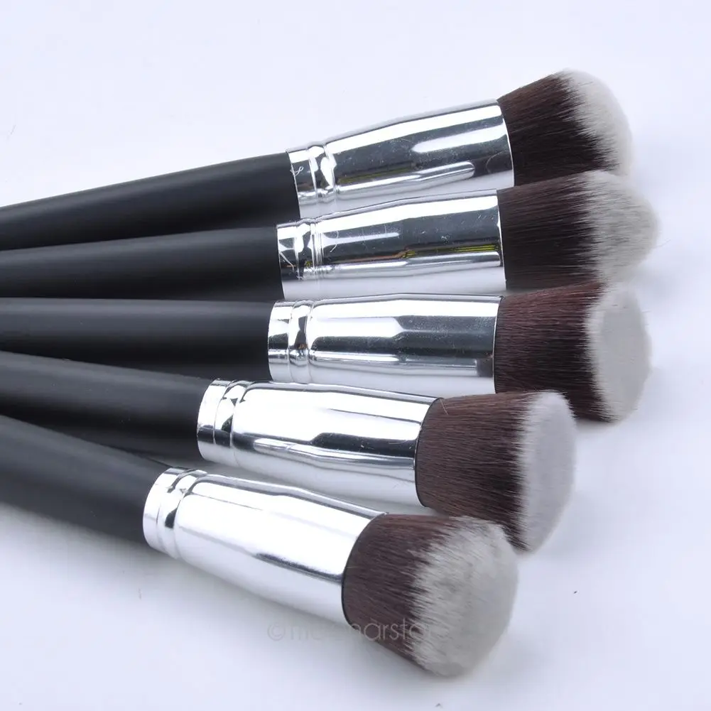 10Pcs Professional Cosmetics Foundation Blending Blush Black Silver Synthetic Soft Makeup Brush Set Tool | Красота и здоровье