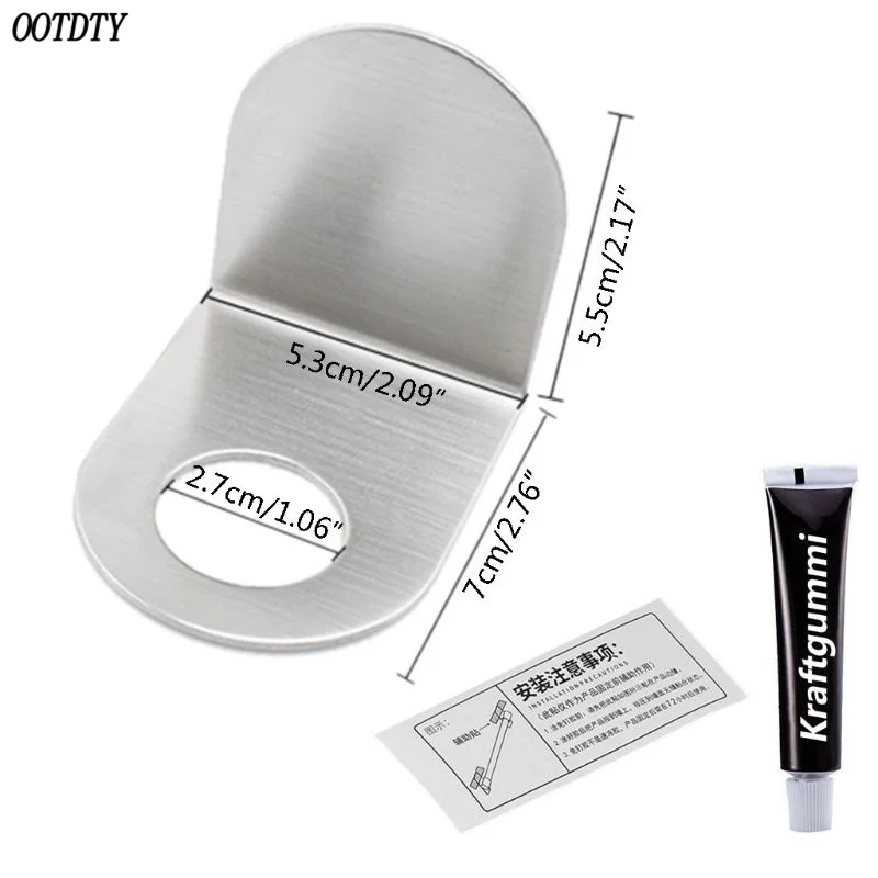 2 Stainless Steel Wall Mount Soap Shower Gel Dispenser Bottle Holder Hook Hanging Hanger Rack Bathroom Kitchen Organizer No Drill - Цвет: 2