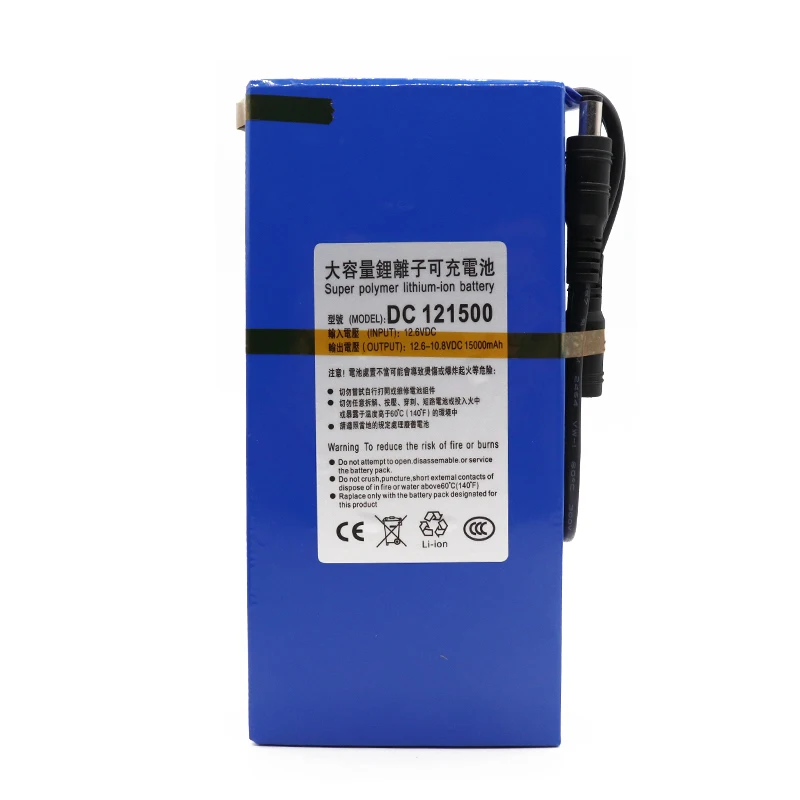 DC 12 V литиевая батарея 15000 mAh аккумулятор 6 v 15Ah зарядное устройство для полимерного