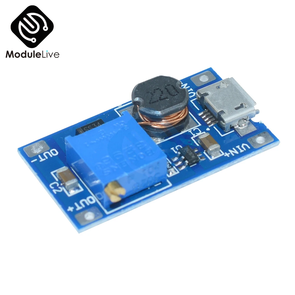 2 шт. DC Повышающий Модуль питания для Arduino MT3608 плата замены XL6009 Micro USB 2A