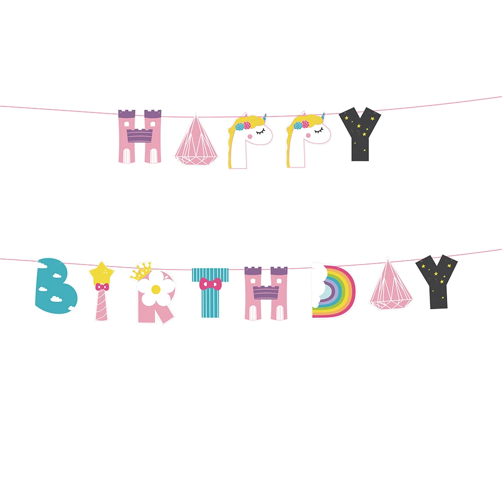 Розовый фон для малышей баннеры единорога с днем рождения стена фоны висячие