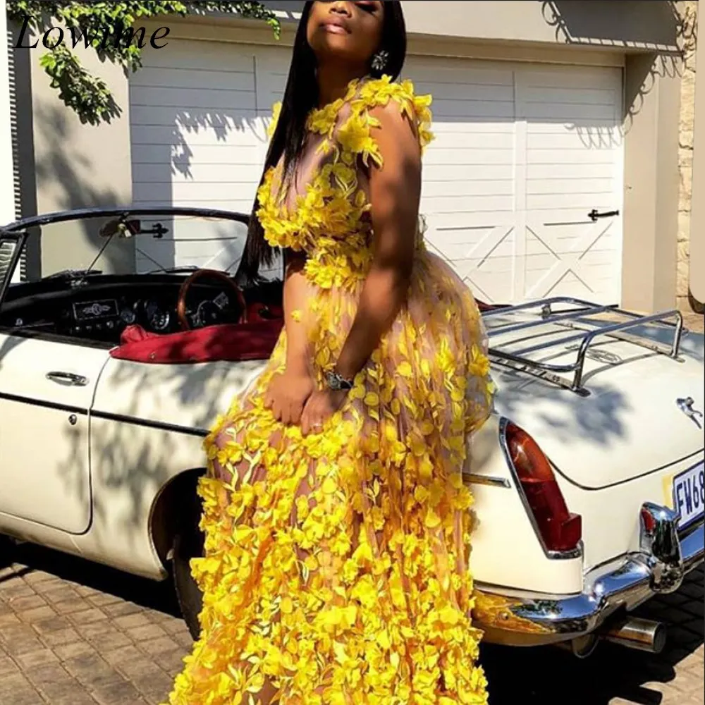 Новинка 2019 длинные африканские желтые блестящие платья для выпускного вечера с