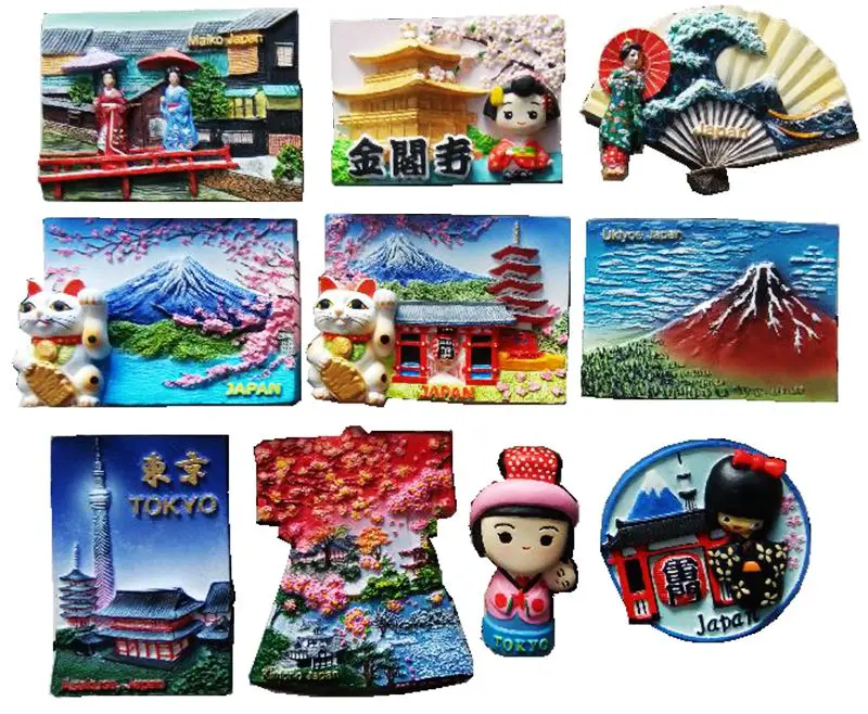 

Japan Style Series Aromatherapy Cold Porcelain Hand-Painted Fridge Magnets Travel Souvenirs Refrigerator Magnetic Sticker