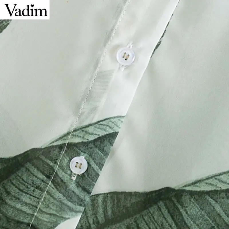 Vadim women elegant print blouse turn down collar long sleeve transparent irregular shirts female stylish chic tops blusas LB231 |