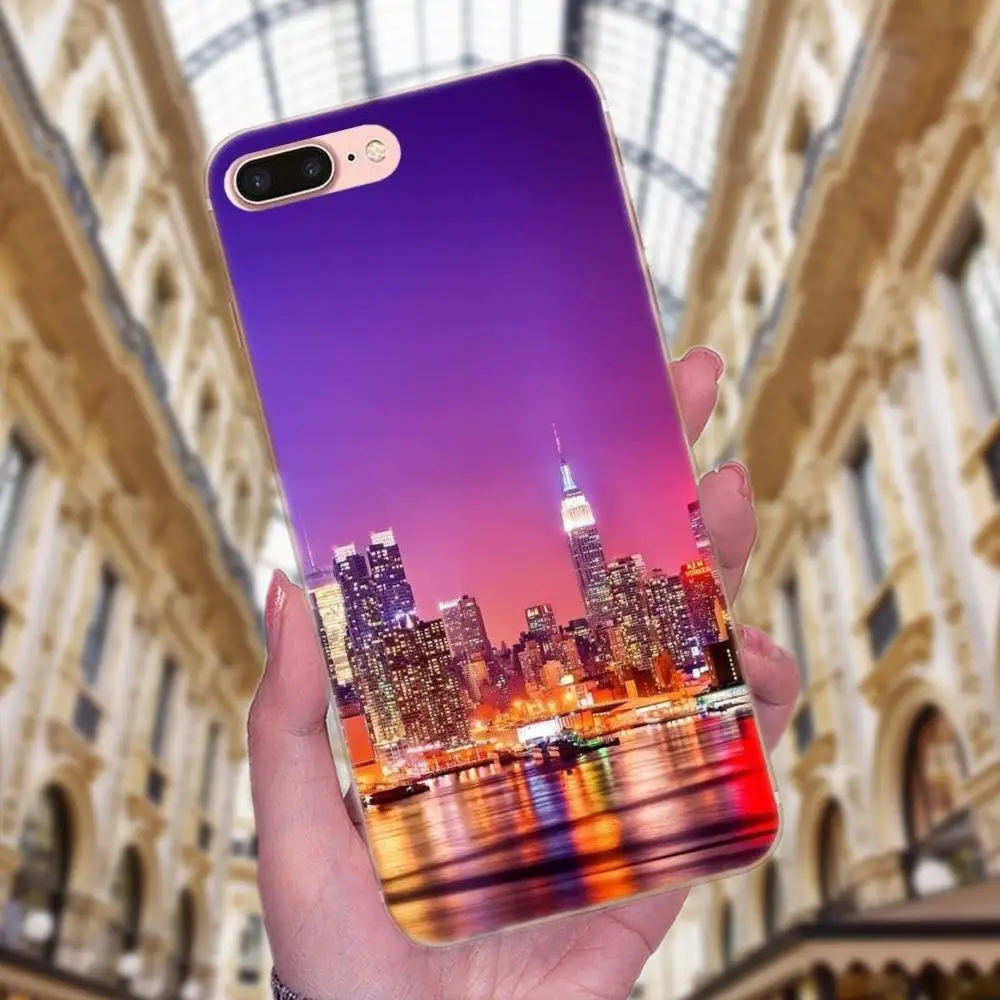 Красивые чехлы для телефонов дизайн заката Нью-Йорка Skyline City Samsung Galaxy Note 5 8 9 S3 S4 S5 S6