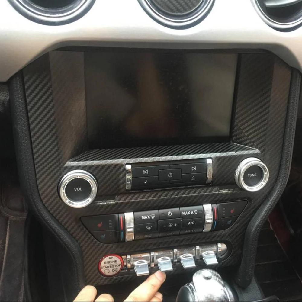 Стайлинг автомобиля наклейки на раму консоли из настоящего углеродного волокна