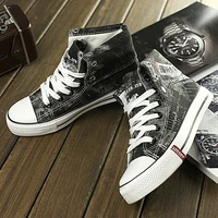 pure black white canvas shoes man flat wholesale men tie shoes canvas male sports shoes high skateboarding shoes