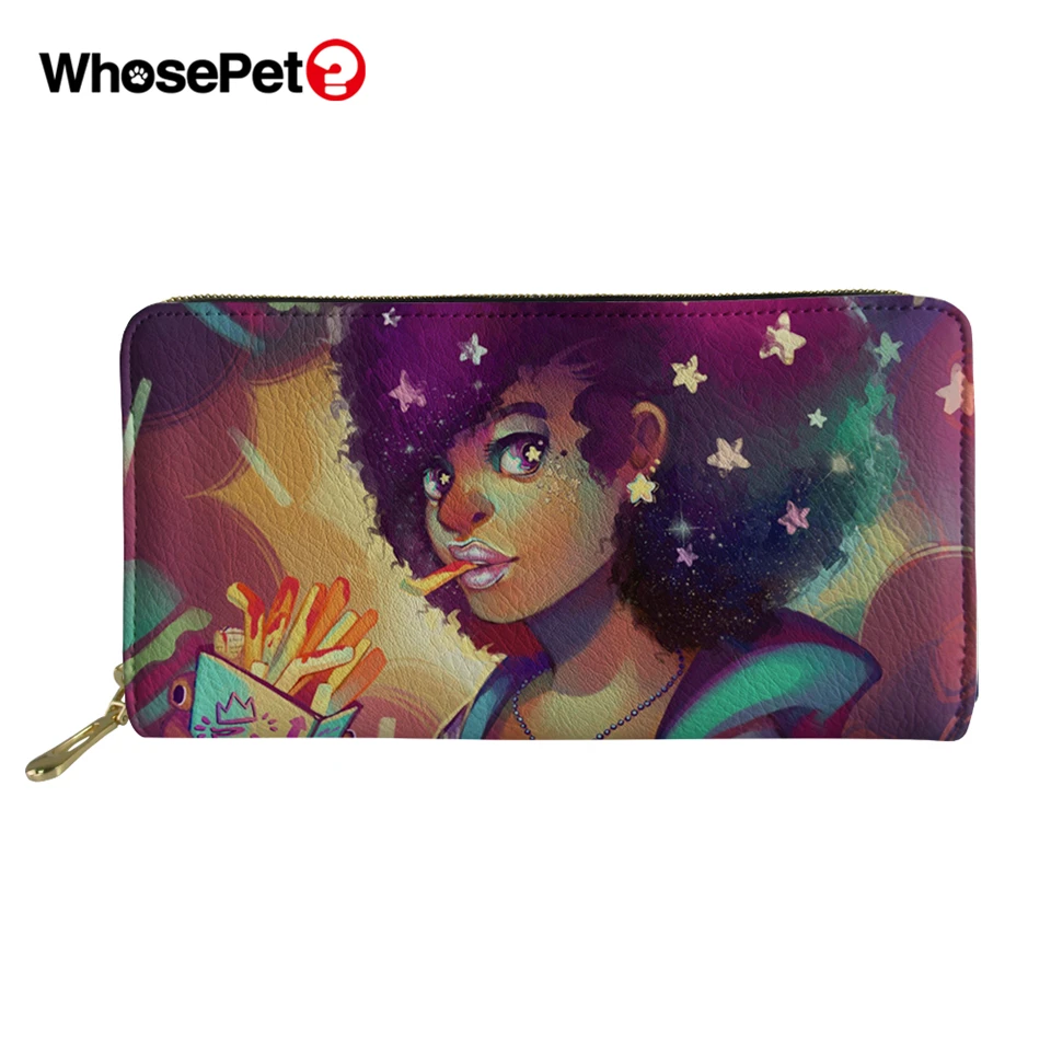 WHOSEPET африканские девушки печати женские кошельки и на молнии Роскошные Длинные
