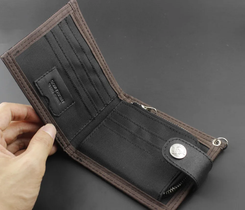 Мужской Байкерский Повседневный Кошелек из парусины и кожи кошелек с длинной