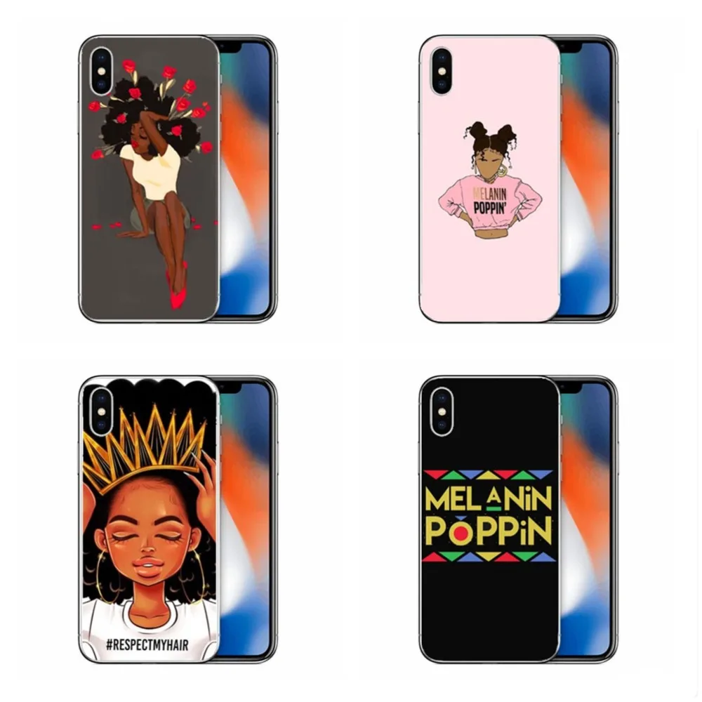 Melanin Poppin Чехлы для iPhone X 10 5 8 Мода черная девочка Hape чехол телефона PC 5S SE 6 6splus 7 XS Max XR