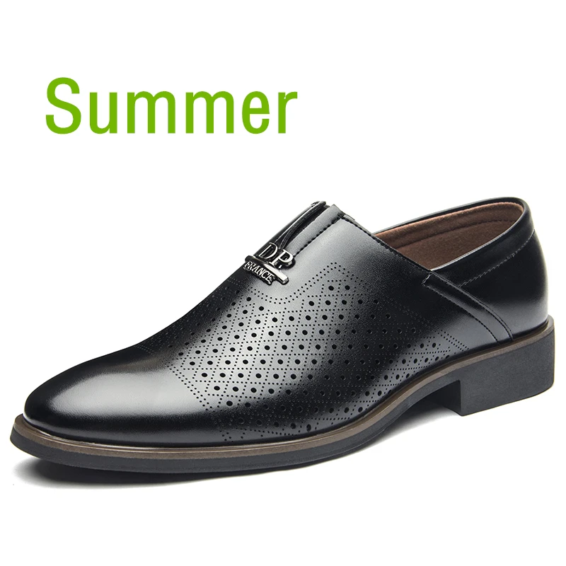 Summer Black Misalwa/сезон лето-зима; Мужские модельные туфли; Мужская официальная обувь из искусственной кожи в британском стиле; плюшевые теплые мужские оксфорды в итальянском стиле - Цвет: Summer Black