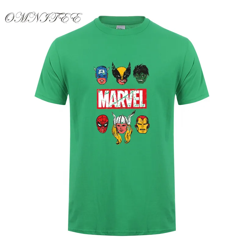 Новая модная футболка Marvel с коротким рукавом, мужской принт супергероев, футболка с круглым вырезом, комическая футболка с надпись Marvel, топы, Мужская одежда, футболка - Цвет: As picture