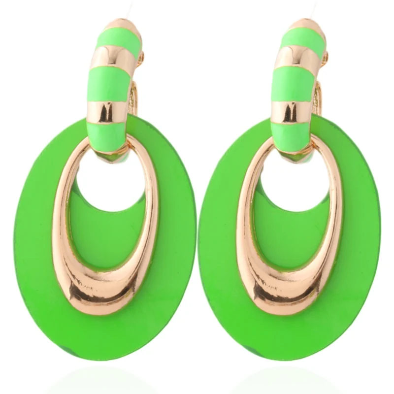 Женские флуоресцентные кожаные серьги NeeFu WoFu большие овальные висюльки