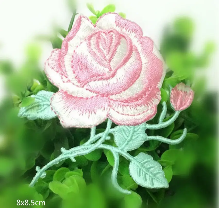 Оптовая продажа большая розовая роза патч для приклеивания утюгом шитья сделай