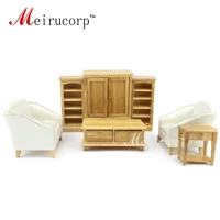 dollhouse 112 scale miniature furniture wooden hand living room 7 pcs set sofa table cabinet