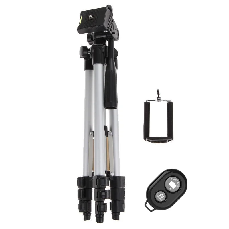 Tripod and Bluetooth Мини камера штатив Стенд держатель 3110 алюминиевый Профессиональный Телескопический штатив монопод для iPhone samsung смартфон Экшн камера - Цвет: Tripod and Bluetooth