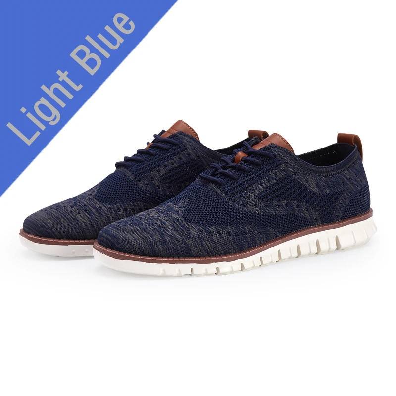 Light Blue Misalwa/белые и красные мужские кроссовки, новинка, мужская обувь с перфорацией типа «броги», летняя мужская модельная обувь, легкие Повседневные вязаные Мокасины, размеры 40-46 - Цвет: Light Blue