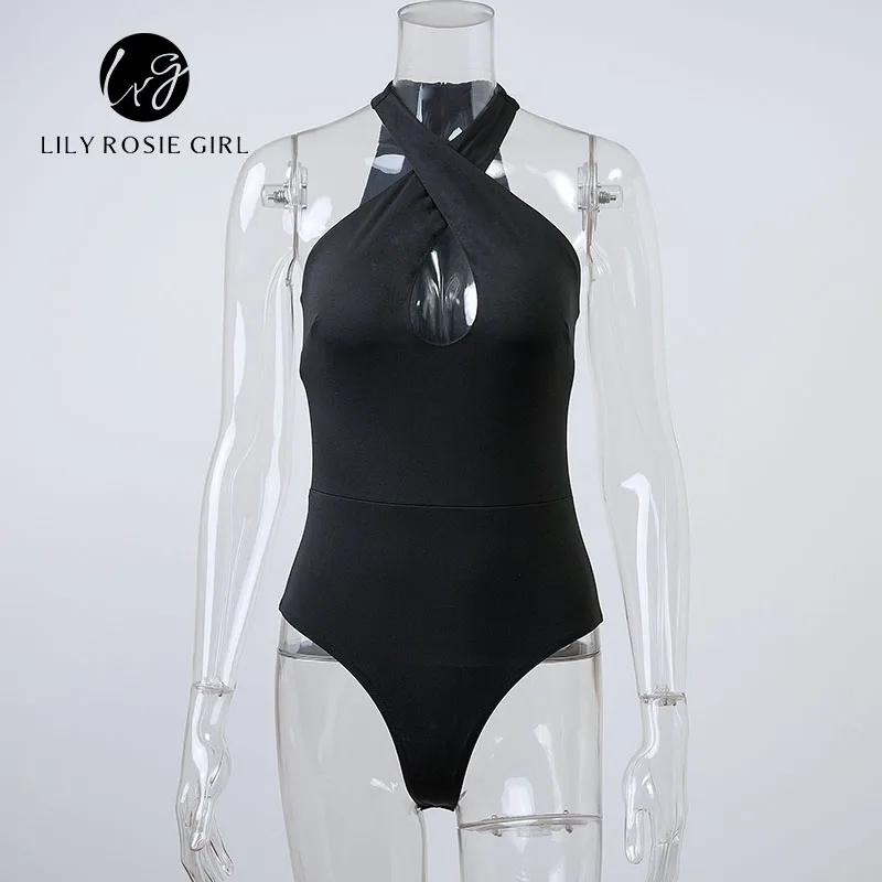 2018 Летний стиль Холтер Черный с открытыми плечами сексуальное боди Выдалбливают