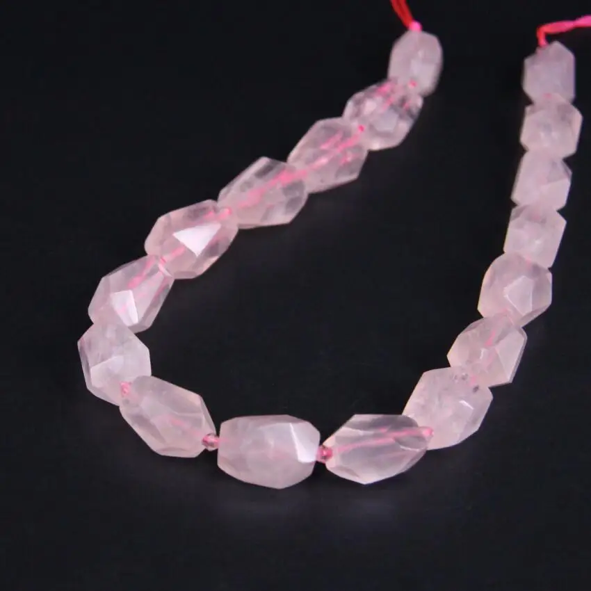 

15.5"/strand Natural Rose Quartzs Freeform Faceted Nugget Pendant Loose Beads,Pink Crystal Cut Beads For Jewelry Making