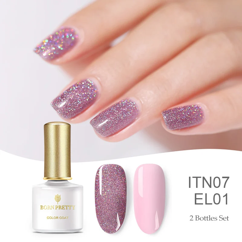 Set 6 Born pretty, голографическая гель для ногтей с блестками лак 6 мл Сияющий Блестящий впитывающий УФ-гель лак для ногтей Светодиодный УФ-лампа - Цвет: Set 6