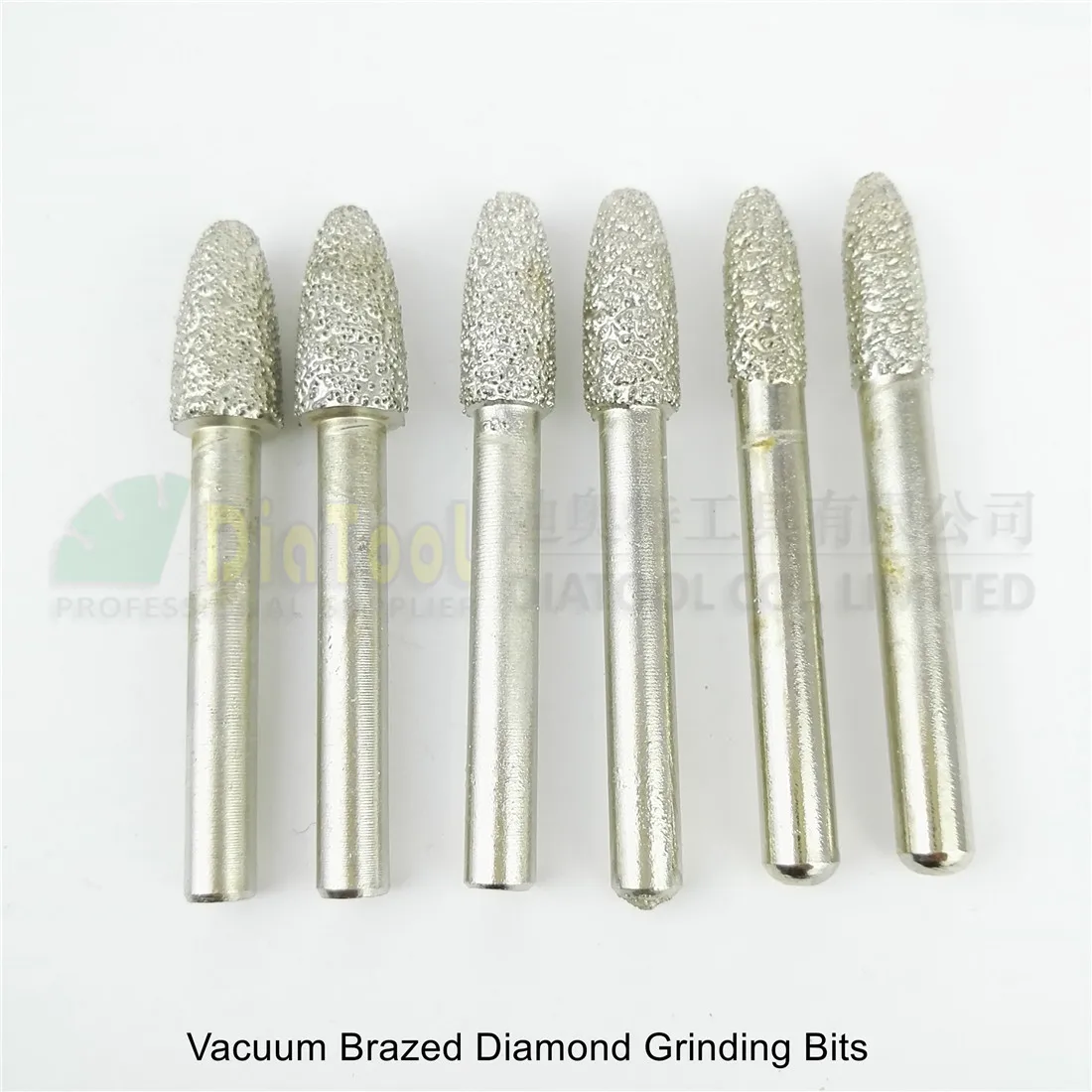 DIATOOL 6pcs 14/15/16 Vacuum Brazed Diamond Grinding Bits Engraving Burrs 6mm Shank Mounted Points