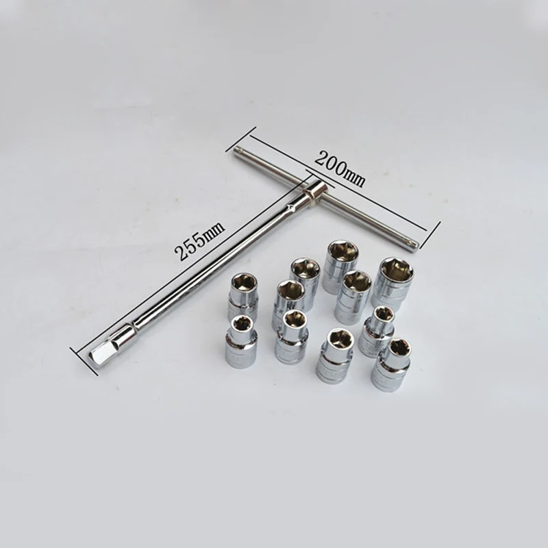

13 Pcs/set 1/2" Multi-function Universal Socket Wrench Combined Tool T Type Automobile Tyre Dismantling Wrench Auto Repair Tools