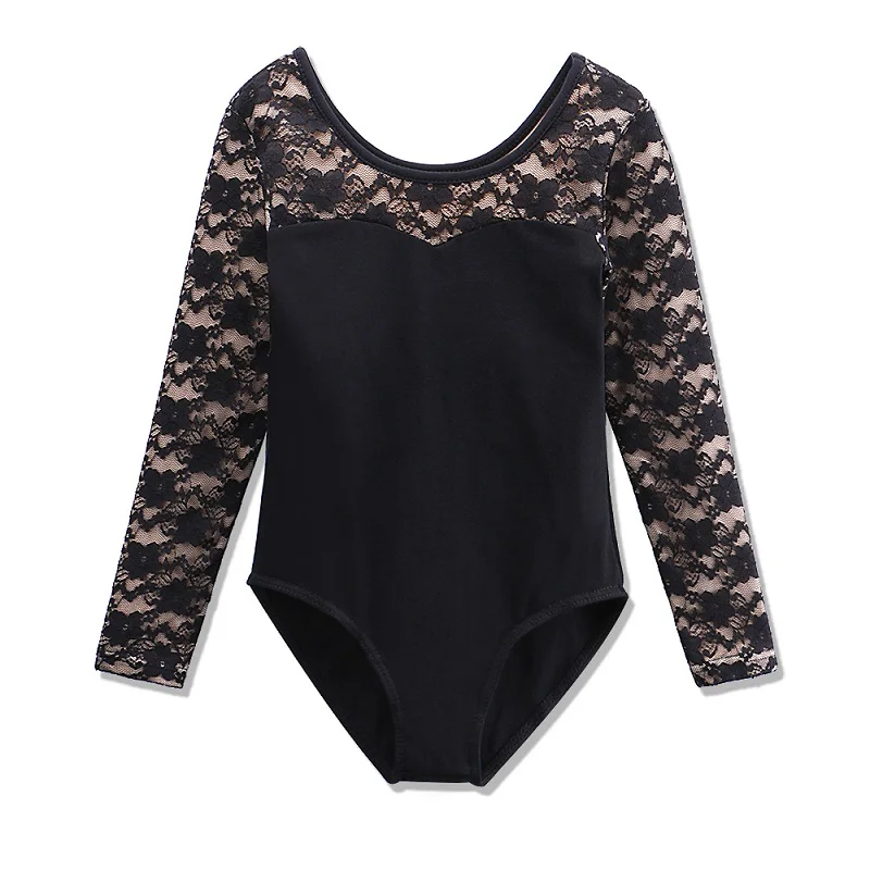 B193 Black BAOHULU/балетное трико для девочек; Полосатое трико с длинными рукавами для малышей; гимнастическое трико с золотым покрытием; профессиональные Костюмы для балерины - Цвет: B193 Black
