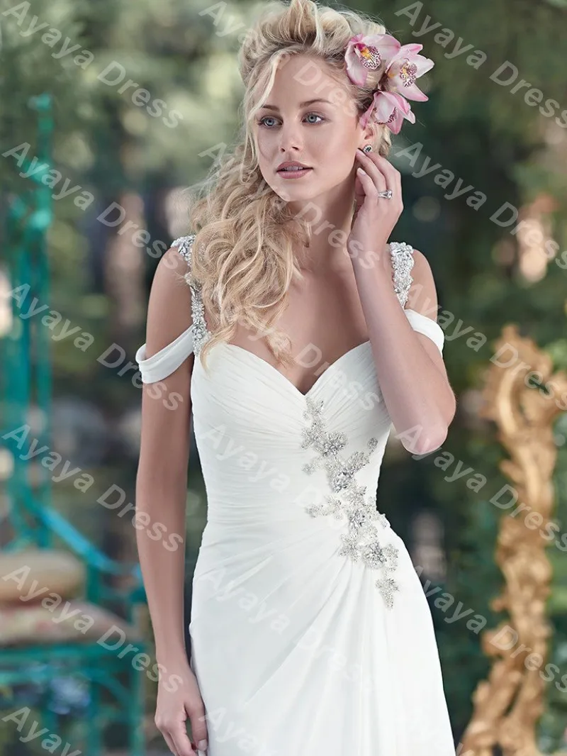 Wejanedress Robe De Mariage шифон Boho Свадебное платье 2017 спинки пляж свадебное со съемной