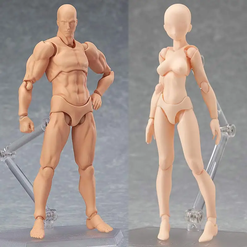 skin color 2 шт./компл. игрушка художественная живопись аниме модель куклы манекен художественный эскиз рисовать человеческого тела кукла аксессуары для украшения дома модель - Цвет: skin color
