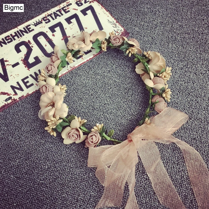 Новая женская повязка на голову модная Цветочная Корона Mori эластичная Милая