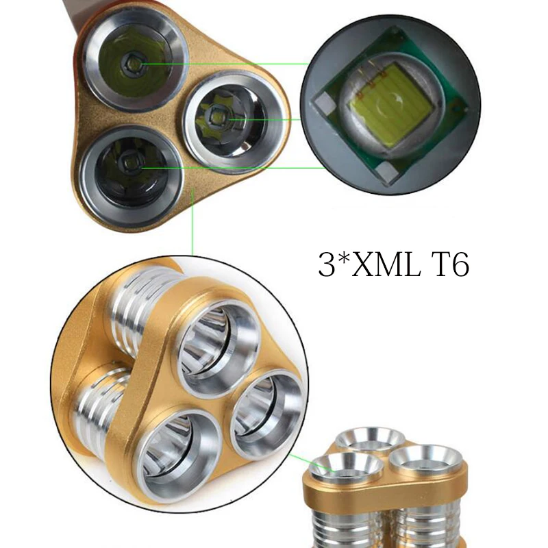 6000Lm Перезаряжаемые фонарик Lanterna 3 xLamp XML T6 Светодиодный Фонари для охоты Отдых +