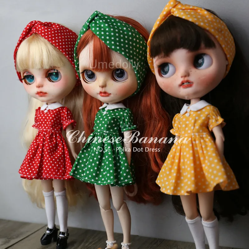 1 комплект милый горошек ледяной Blyth кукла платье для Azone, Licca Одежда для кукол наряд аксессуары