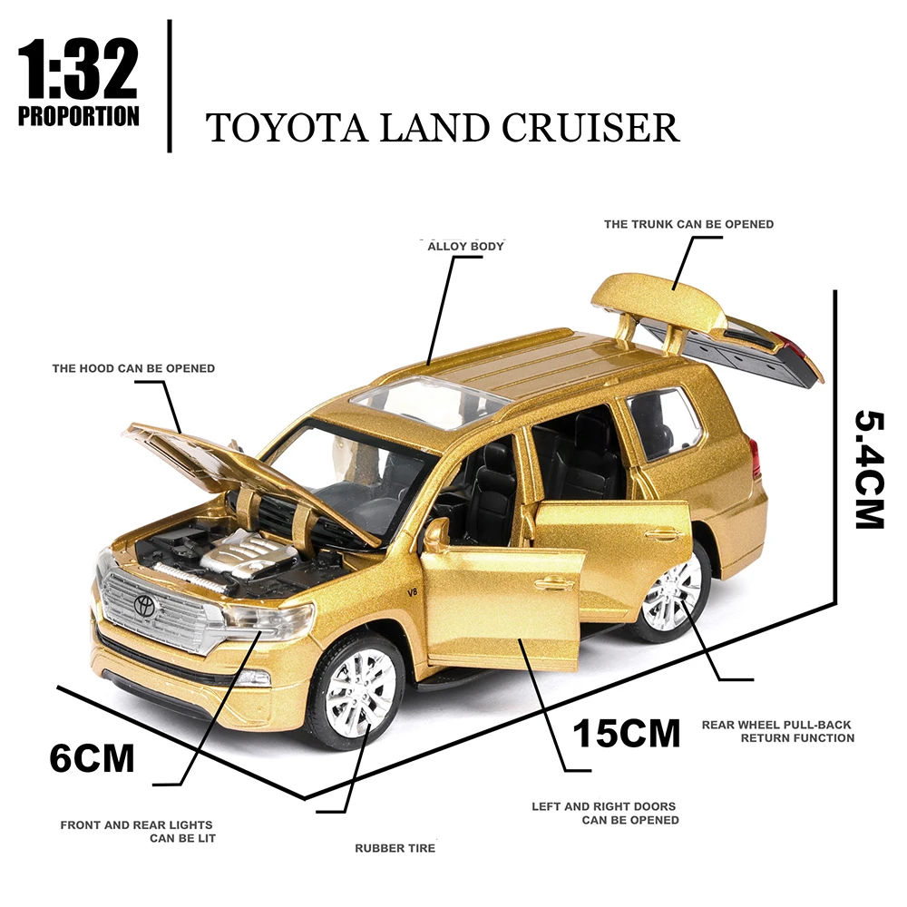 1:32 Land Cruiser музыкальная с подсветкой машина Diecasts игрушечный транспорт горячая