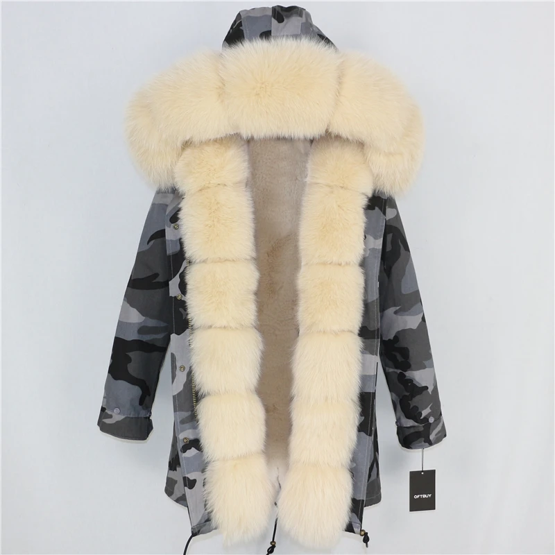 OFTBUY длинная парка, пальто с натуральным мехом, зимняя куртка для женщин, Воротник из натурального Лисьего меха, Толстая теплая брендовая Роскошная Съемная уличная одежда
