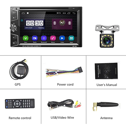 With 12 LED Camera Hikity 2 din Автомобильный мультимедийный dvd-плеер Android gps сенсорный экран автомобильное радио двойной USB Авторадио с Android/Iphone Зеркало Ссылка - Цвет: With 12 LED Camera