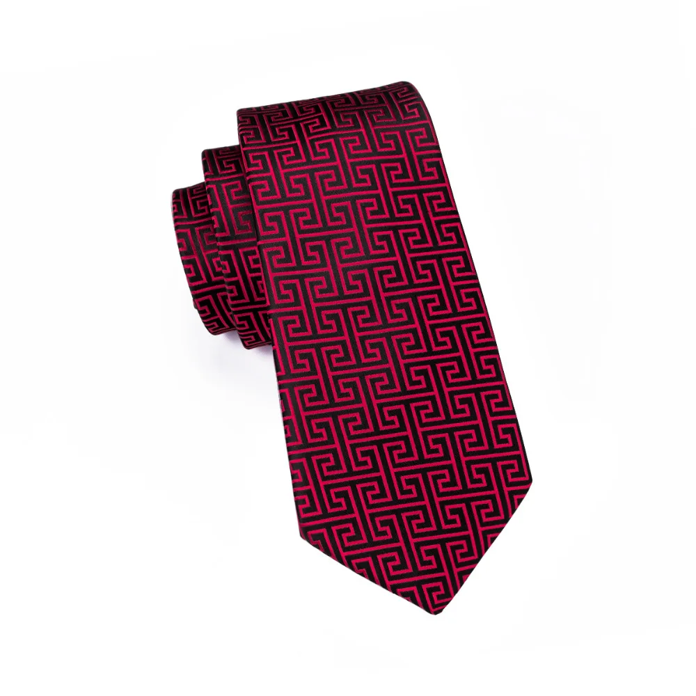 SN 554 красный черный новинка галстук Hanky запонки наборы мужские 100% шелковые
