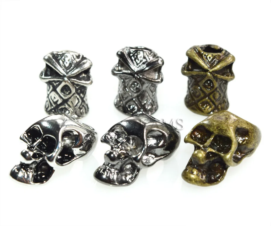 

1000pcs Single Vertical Hole Metal Skull Beads for Paracord Knife Lanyards