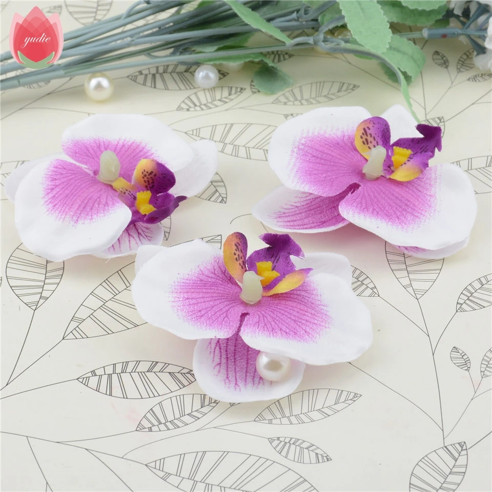 10pcs Silk Butterfly Orchid Artificial Flower Head For Wedding Car Home Decoration Orchs Mariage Flores Cymbidium Handmade Plant | Дом и сад
