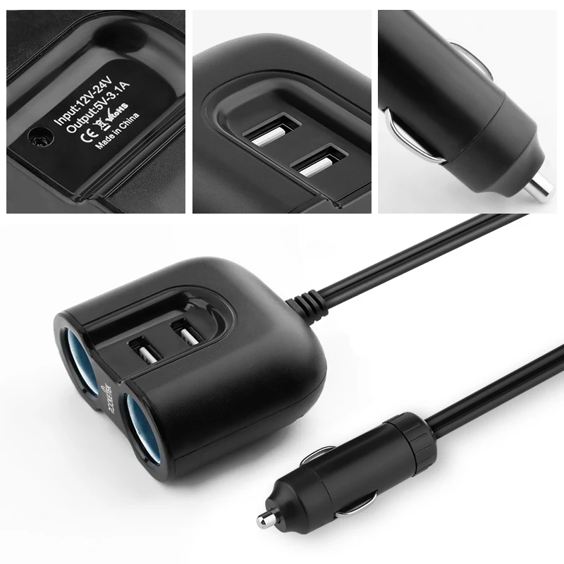 Автомобильное зарядное устройство Rocketek multi usb smart IC 2 USB 3A 2 гнезда прикуривателя аксессуары для Xiaomi LG Автомобильное зарядное устройство