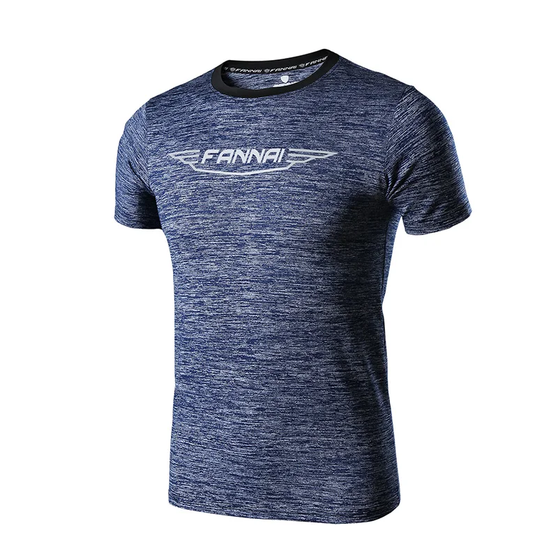 FANNA Ropa Deportiva, мужские футболки, спортивные, светоотражающие, для бега, футболка, мужская, для спортзала, фитнеса, тренировки, короткий рукав, спортивная одежда - Color: Light Blue
