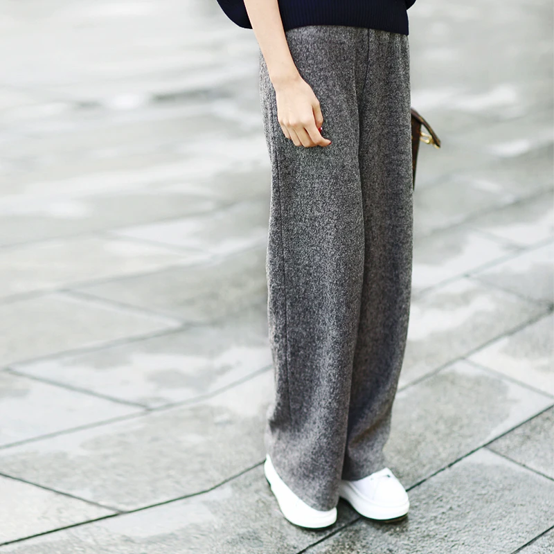 

Pantalon Mujer Women Pants Real Lulu Leggings New Trousers Elastic Waist Drape Snowflakes Wide Leg Casual Spring And Autumn