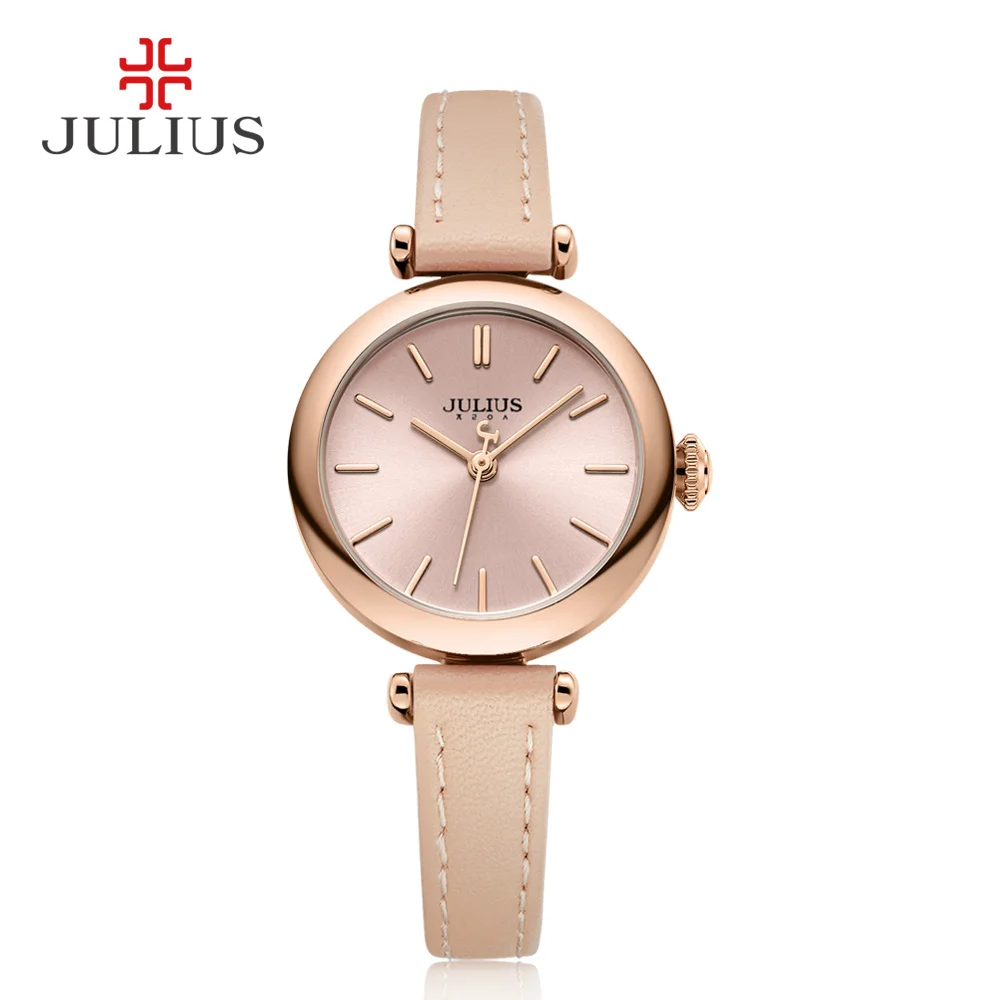 JULIUS Simplicity ЖЕНСКИЕ НАРЯДНЫЕ часы классический кожаный ремешок часы тонкие женские японские кварцевые Movt Элитные Reloj JA-1018
