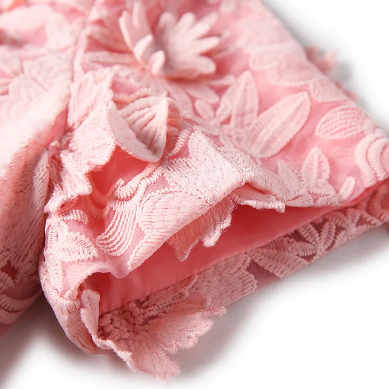 Элегантное розовое кружевное платье с цветочной аппликацией для женщин Лето 2019