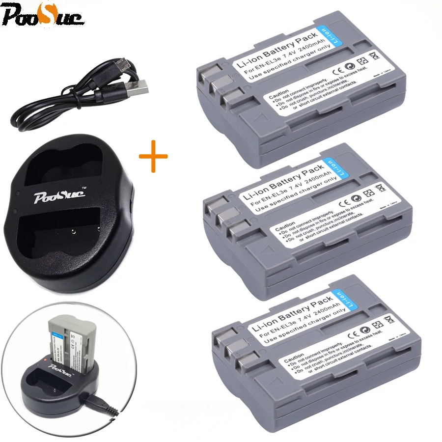 EN EL3e батарея камеры ENEL3e 2400mAh Bateria + двойное зарядное устройство для Nikon DSLR D50 D70 D80 D90