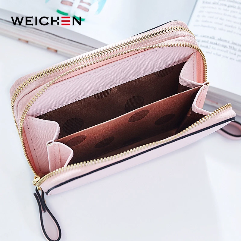 Женский кошелек WEICHEN на двойной молнии из искусственной кожи с отделением для