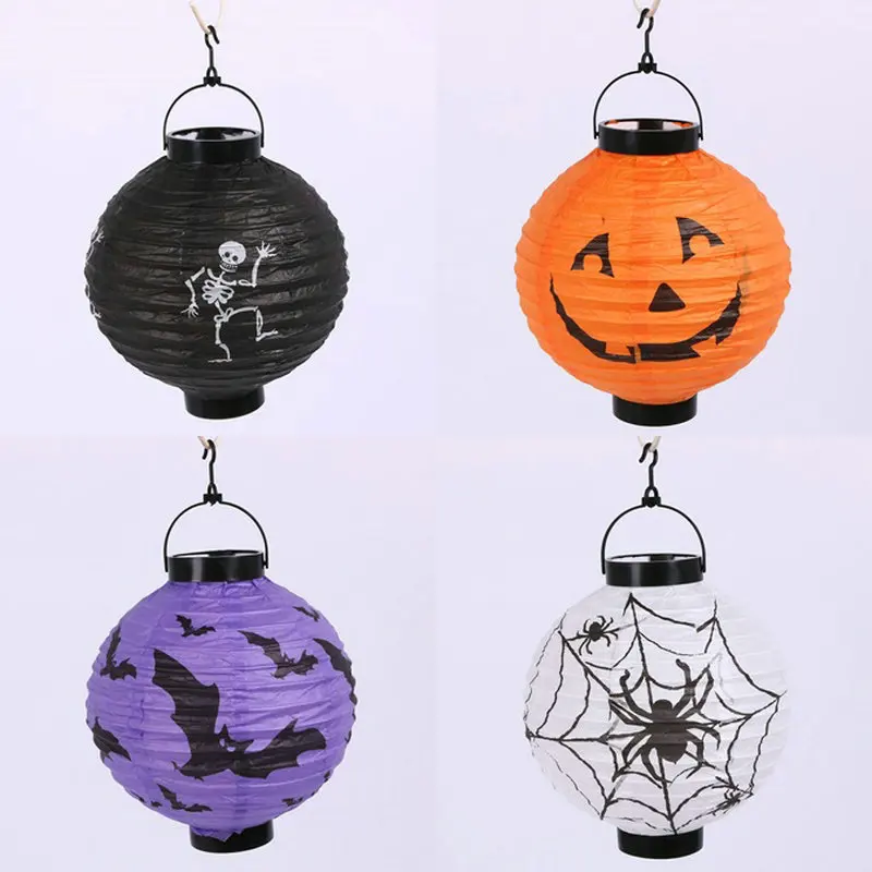 Goede 2017 Fashion Halloween LED Papier Pompoen Ghost Opknoping Lantaarn Licht Vakantie Party Decor DHL Fedex Gratis Verzending
