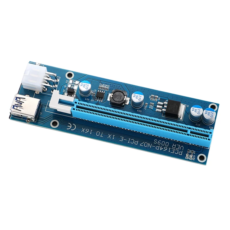Ver 009S PCI E 1X до 16X Райзер карта расширения Express 6pin Sata адаптер питания USB 3 0 кабель для
